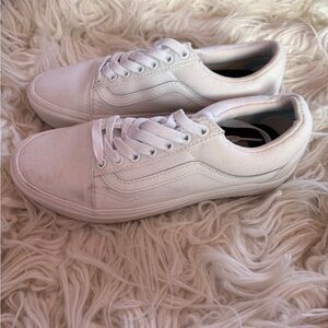Vans Old Skool True White Canvas Sneakers Womens Size 8 ComfyCush Classic Skate